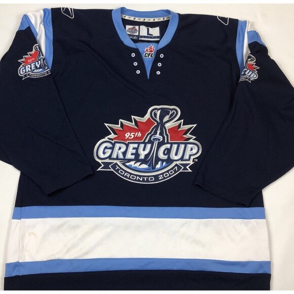 Reebok 2007 95th CFL Grey Cup Toronto Hockey Navy Blue Jersey Mens Size Large - Picture 3 of 16